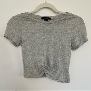 Girls Gray Tee With Small Tie In The Front